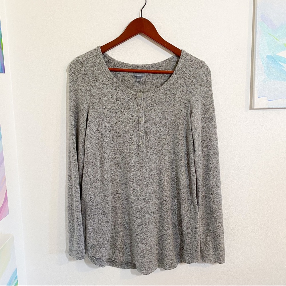 EUC Aerie Plush Henley Long Sleeve Tee - Gray, M